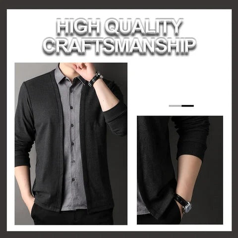 Fake Two Piece Shirt Collar Knitted Cardigan