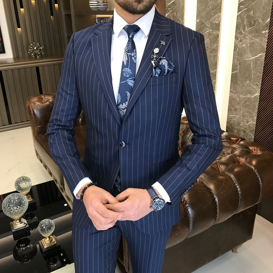 Vertical Stripes Single Breasted Blazer