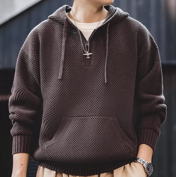 Half -Zip Knitted Hoodie