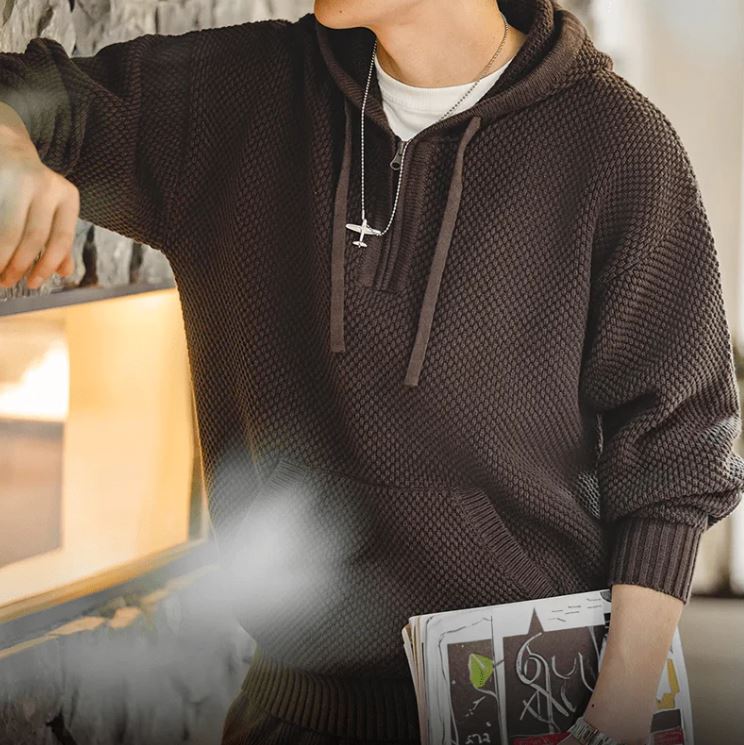 Half -Zip Knitted Hoodie