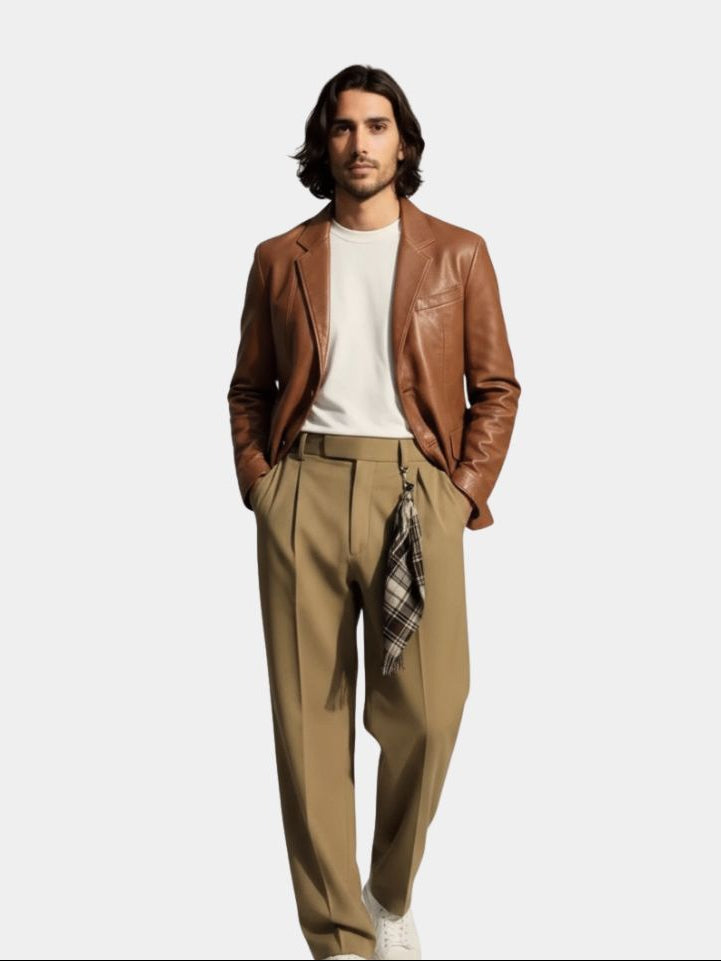 Bold Caramel Leather Jacket - Cross & Crown