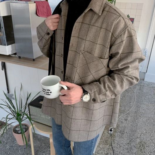 Thick Woolen Plaid Shirt