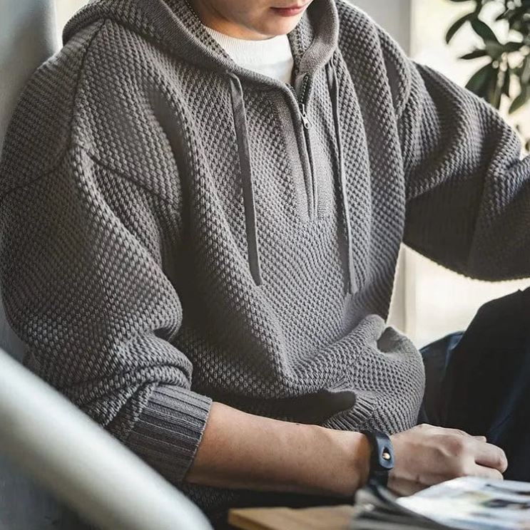 Half -Zip Knitted Hoodie