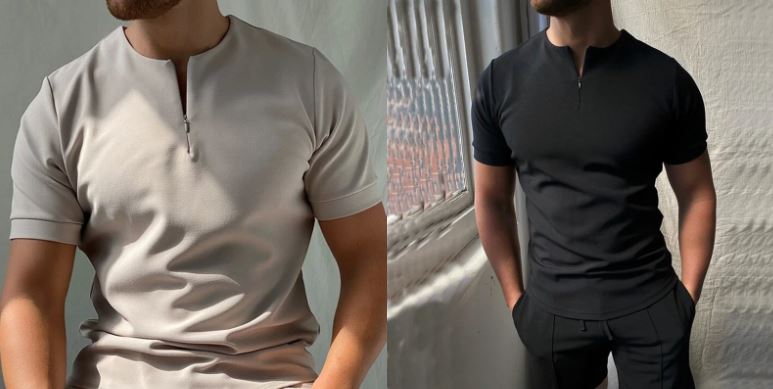 Half-Zip Casual T-Shirt