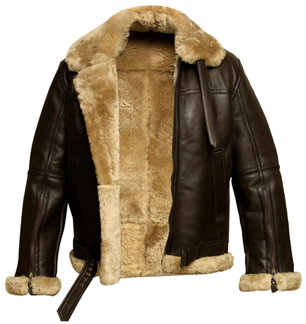 Faux-Sheepskin Leather Jacket
