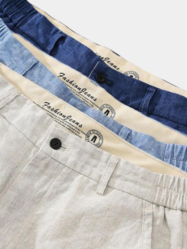 Bleu Horizon Linen Shorts - Cross & Crown