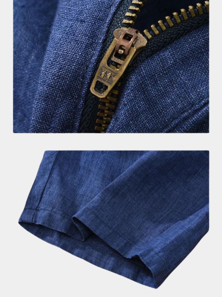 Bleu Horizon Linen Shorts - Cross & Crown