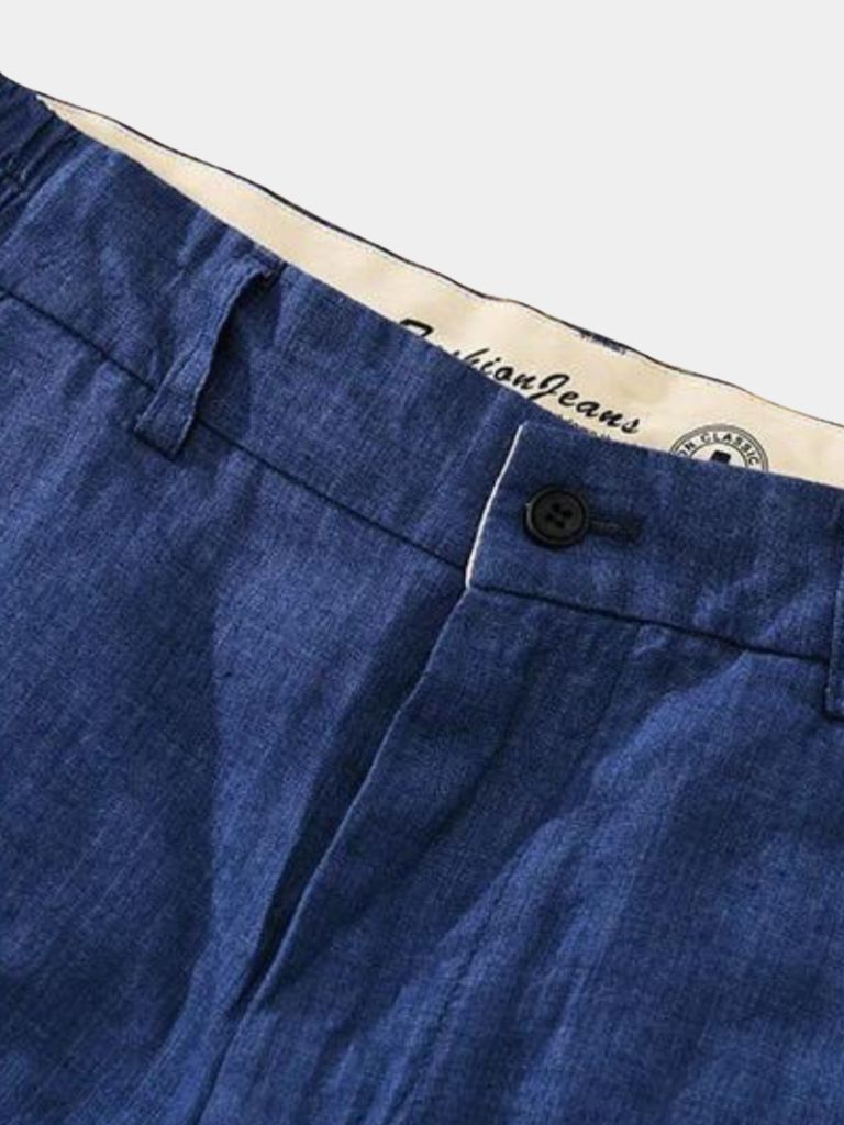 Bleu Horizon Linen Shorts - Cross & Crown