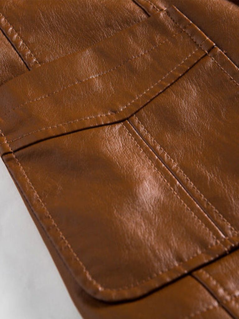 Bold Caramel Leather Jacket - Cross & Crown