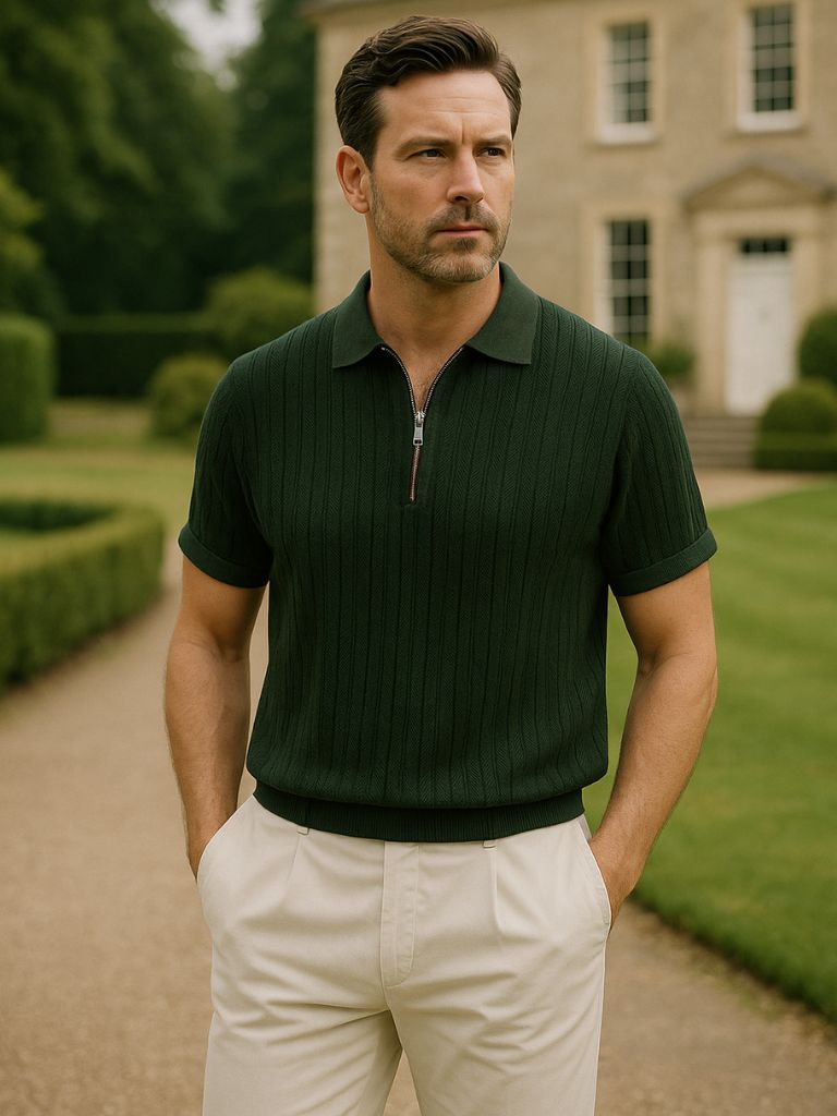 Cavalière Textured Polo – Cross & Crown