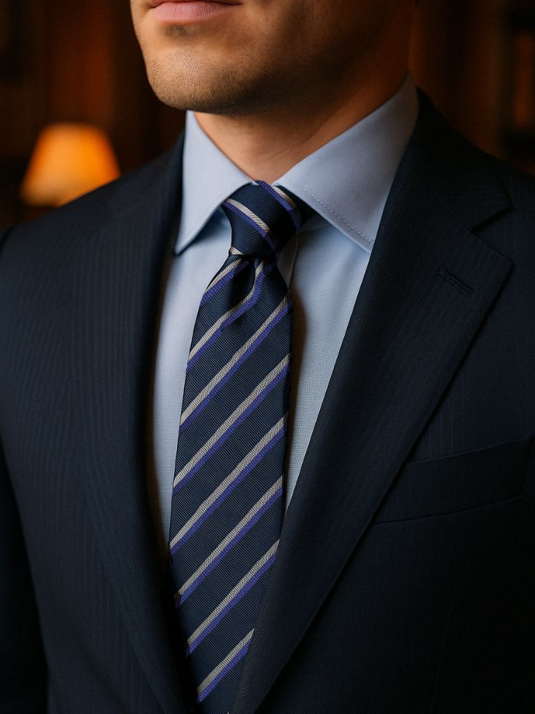 Navy Ledger Tie – Cross & Crown